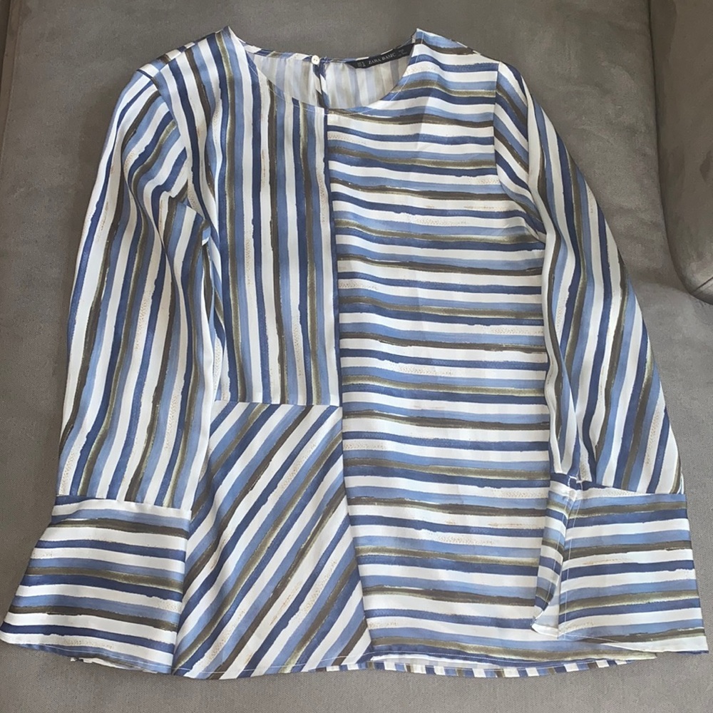 Zara Long-Sleeve Satin Blouse